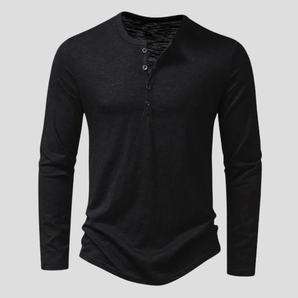 Pierre | Henley Homme Col V Manches Longues Vert Olive