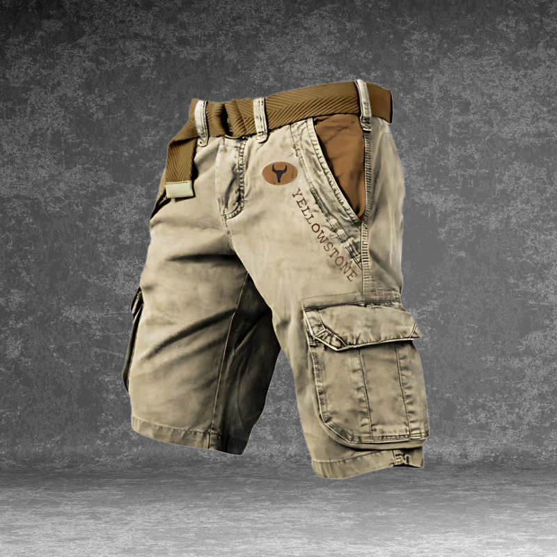 Pierre | Short Cargo Homme Gris Avec Ceinture