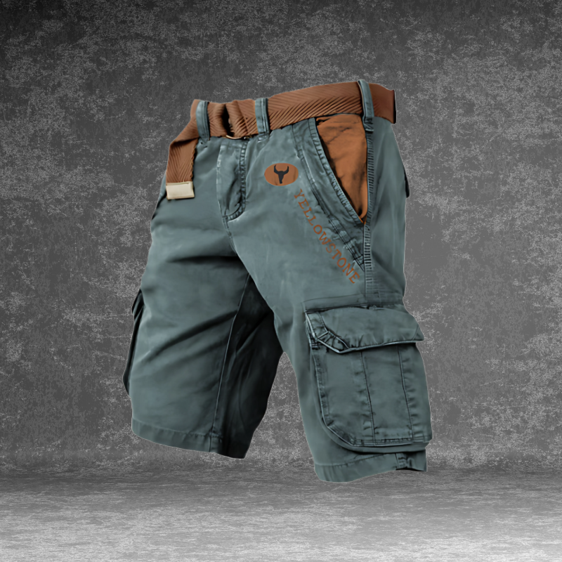 Pierre | Short Cargo Homme Gris Avec Ceinture