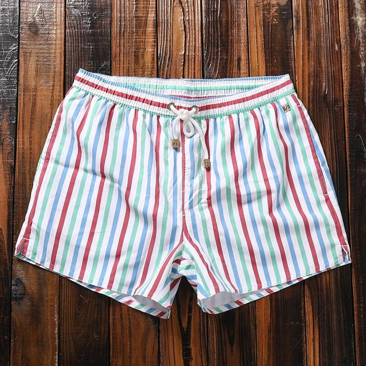 Pierre | Short de Bain Homme Rayé Bleu Blanc