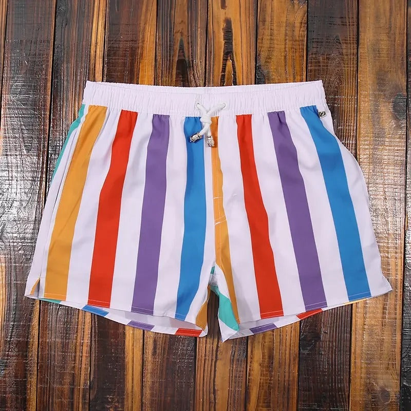 Pierre | Short de Bain Homme Rayé Bleu Blanc
