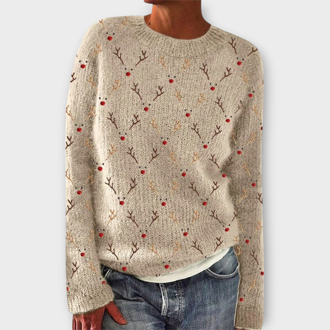René | Pull à Motif Renne Col Rond