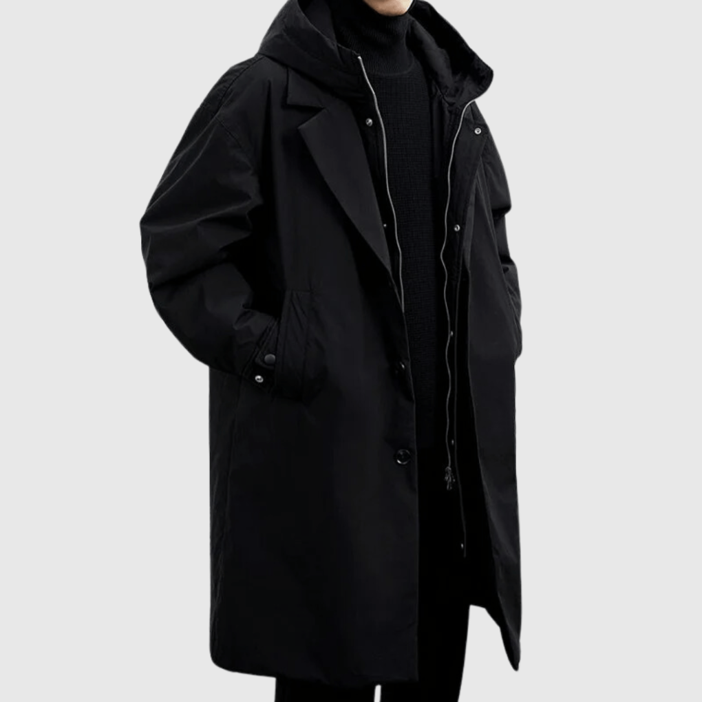 Quentin | Manteau Long à Capuche Homme Kaki