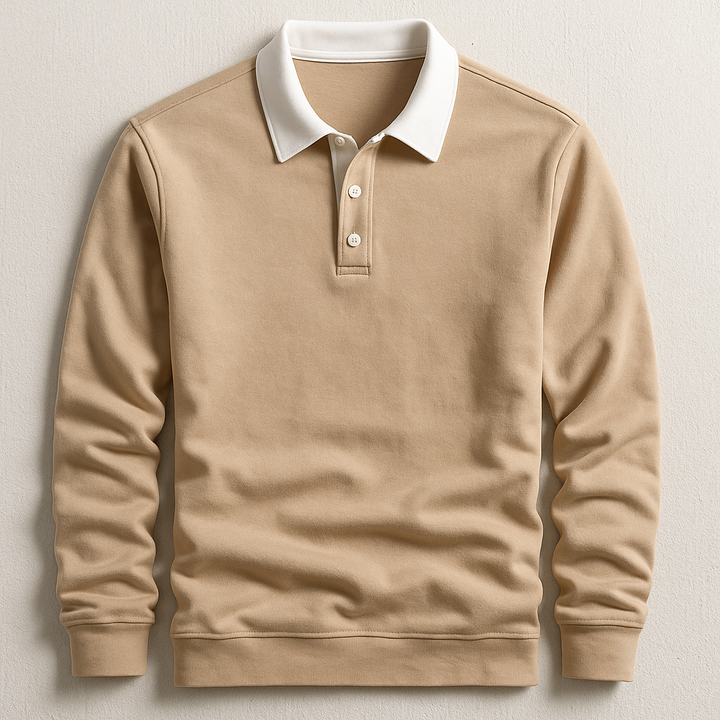 Quentin | Polo Manches Longues Col Blanc Homme