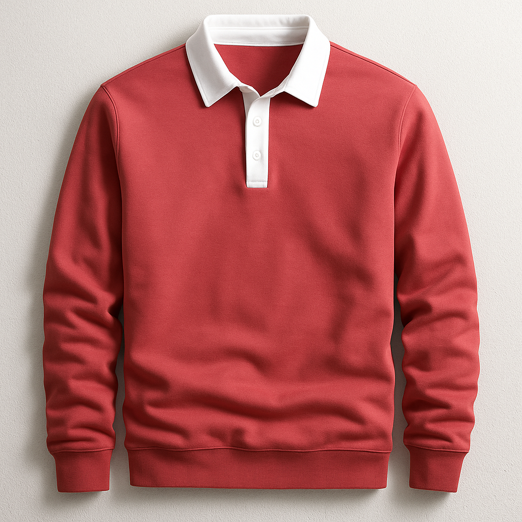 Quentin | Polo Manches Longues Col Blanc Homme