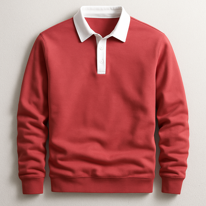 Quentin | Polo Manches Longues Col Blanc Homme
