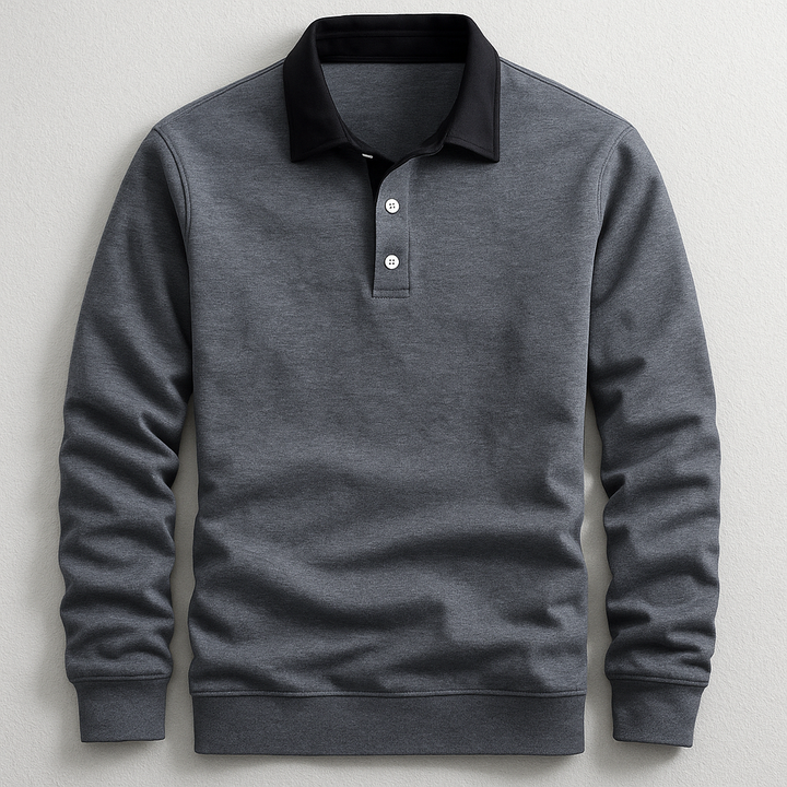 Quentin | Polo Manches Longues Col Blanc Homme
