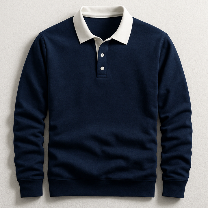 Quentin | Polo Manches Longues Col Blanc Homme