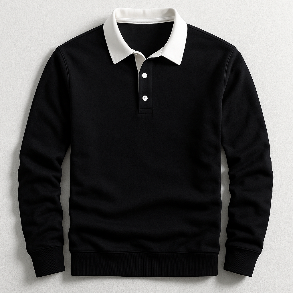 Quentin | Polo Manches Longues Col Blanc Homme