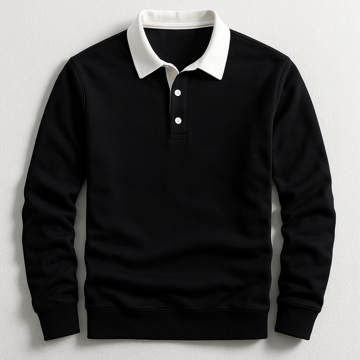 Quentin | Polo Manches Longues Col Blanc Homme