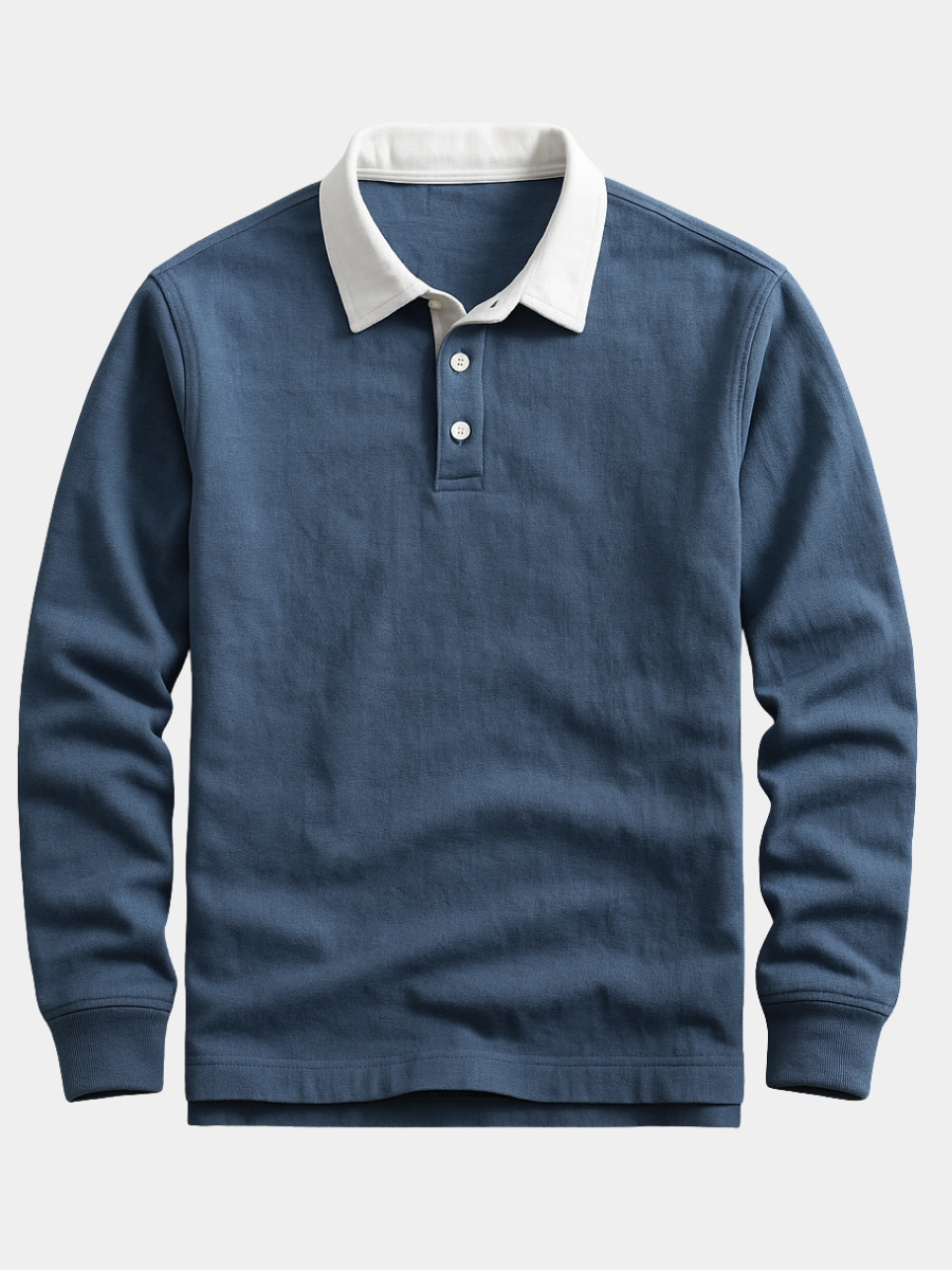 Quentin | Polo Manches Longues Col Blanc Homme