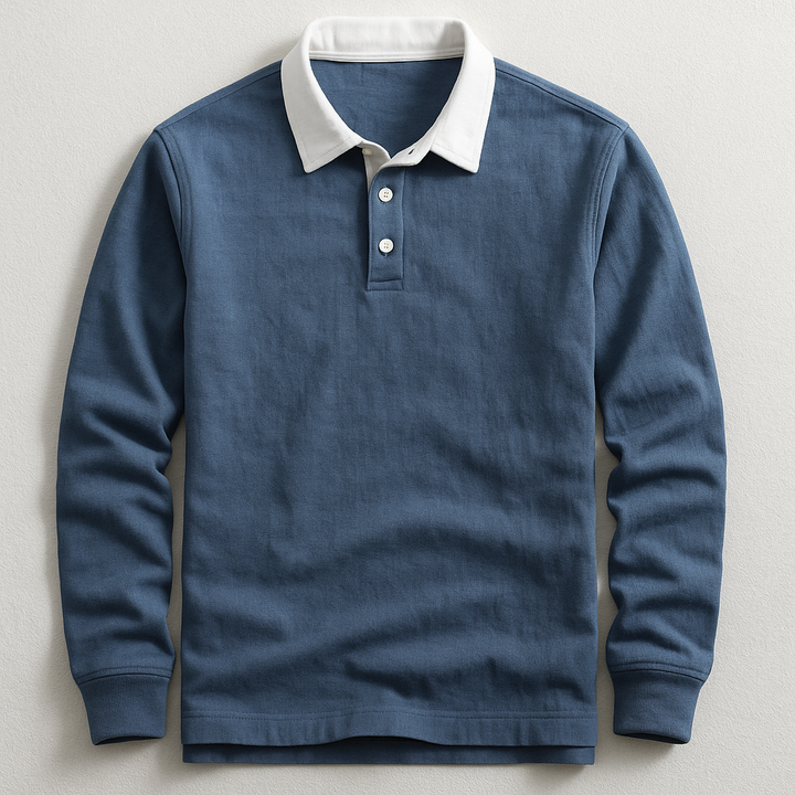 Quentin | Polo Manches Longues Col Blanc Homme