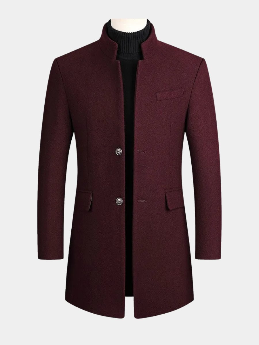 Edouard | Manteau Long Laine Homme Col Montant