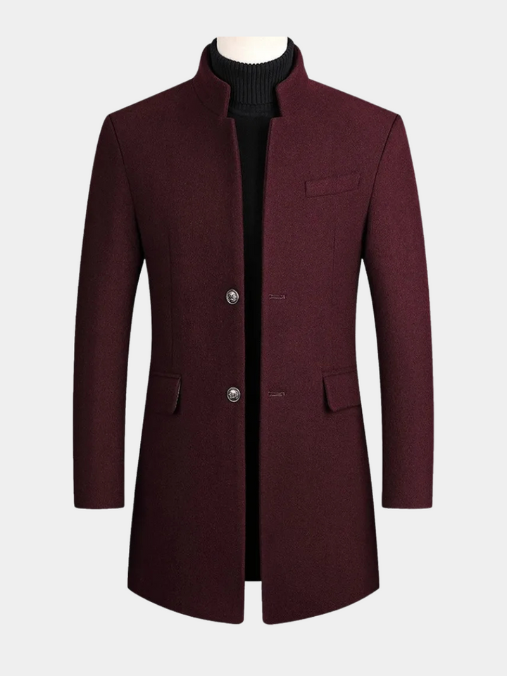Edouard | Manteau Long Laine Homme Col Montant