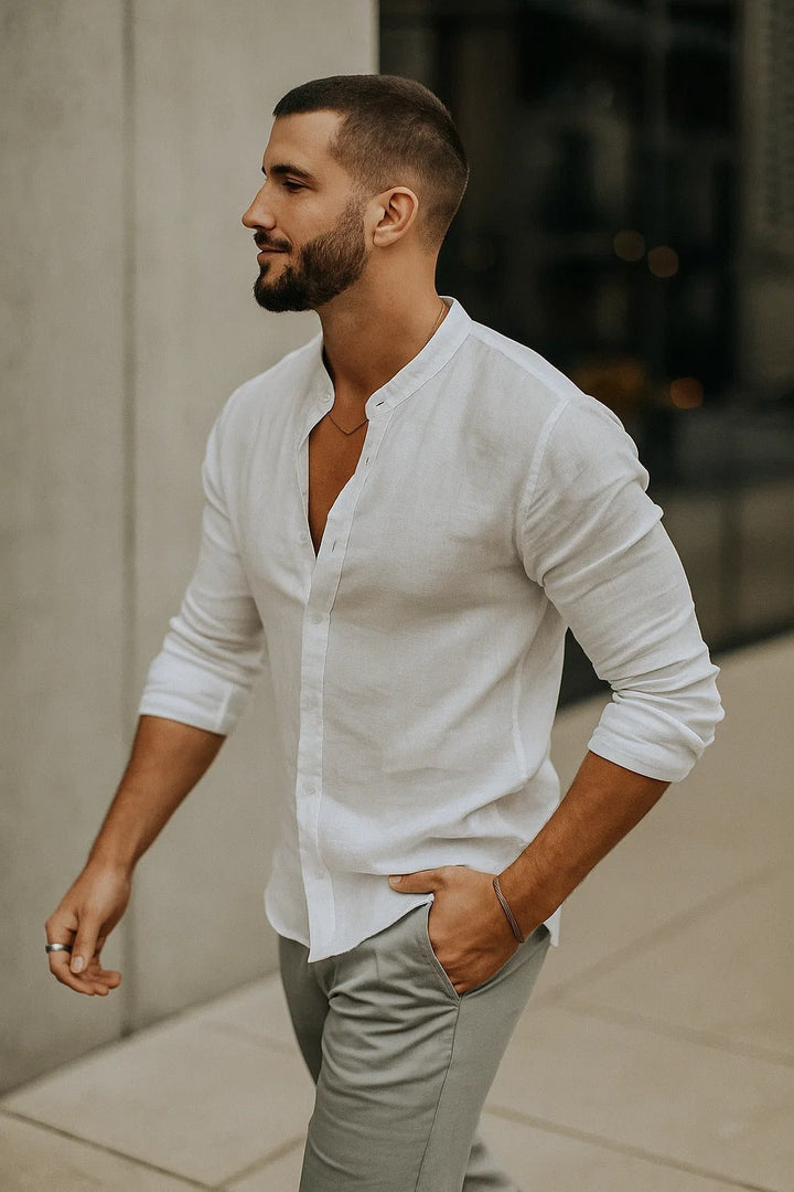 Raphaël | Chemise Homme Lin Col Mao