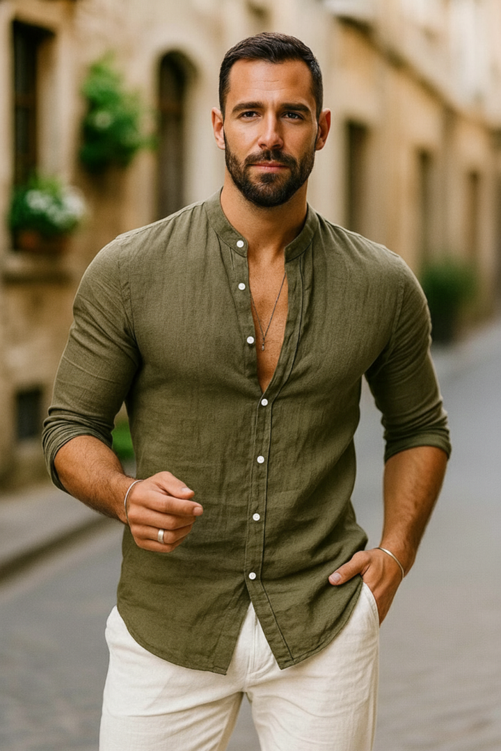 Raphaël | Chemise Homme Lin Col Mao