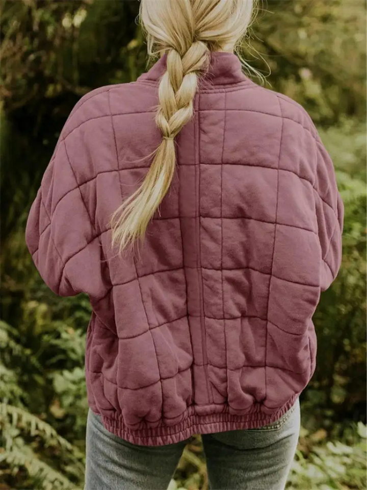 Juliette | Veste Matelassée Orange Femme Col Montant