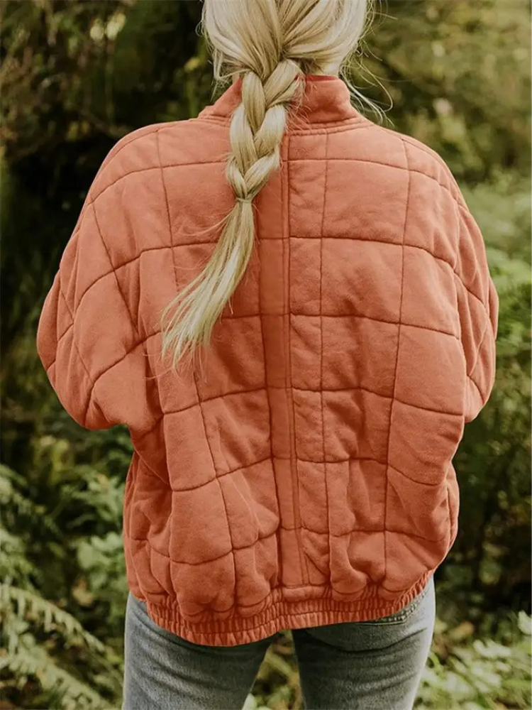 Juliette | Veste Matelassée Orange Femme Col Montant