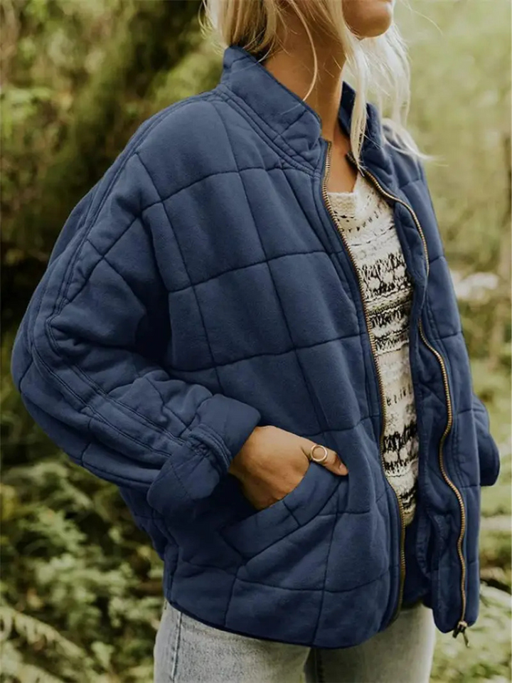 Juliette | Veste Matelassée Orange Femme Col Montant