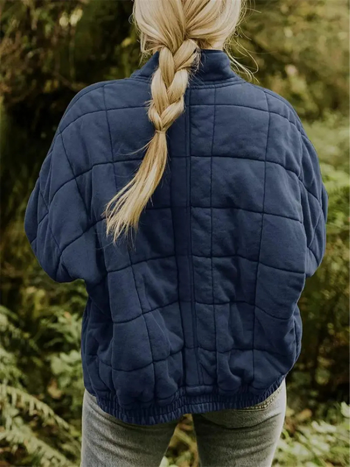 Juliette | Veste Matelassée Orange Femme Col Montant