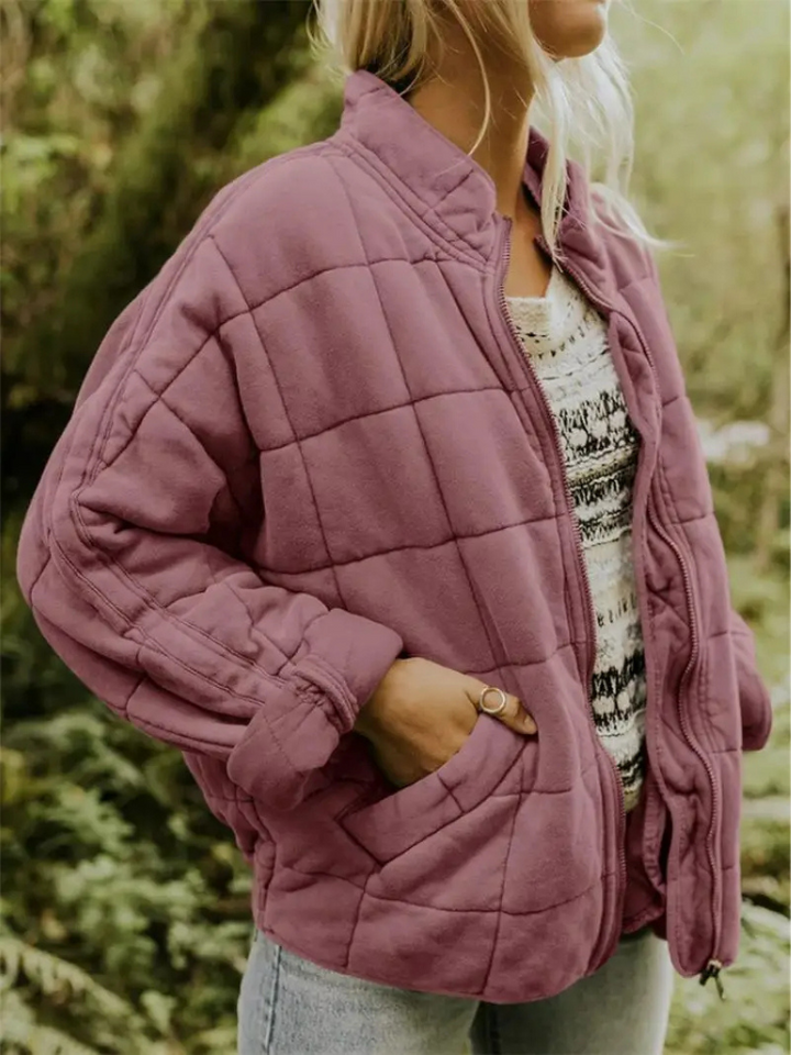 Juliette | Veste Matelassée Orange Femme Col Montant