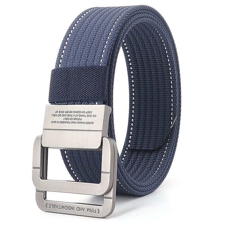Remy | Ceinture Nylon Gris Boucle Double Anneau
