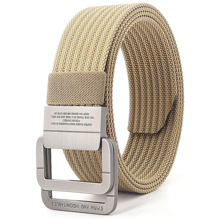 Remy | Ceinture Nylon Gris Boucle Double Anneau