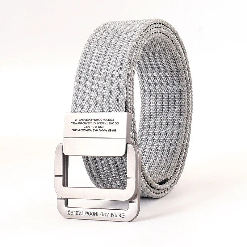 Remy | Ceinture Nylon Gris Boucle Double Anneau