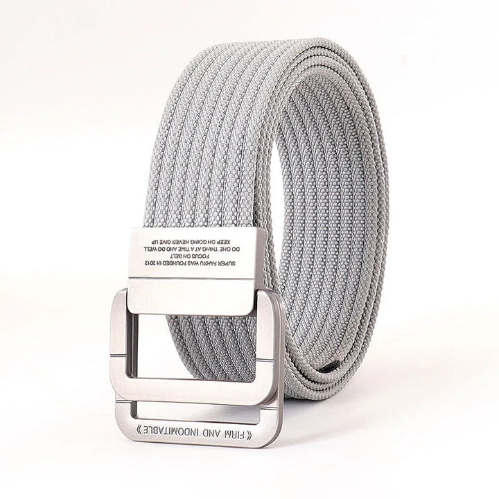 Remy | Ceinture Nylon Gris Boucle Double Anneau