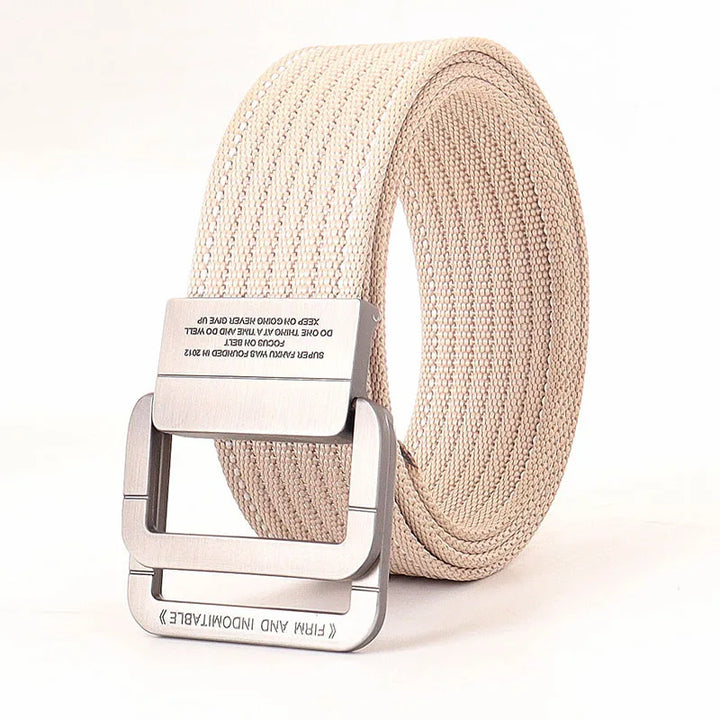 Remy | Ceinture Nylon Gris Boucle Double Anneau
