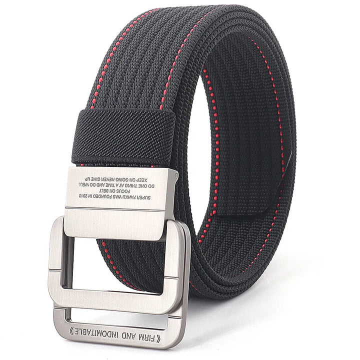 Remy | Ceinture Nylon Gris Boucle Double Anneau