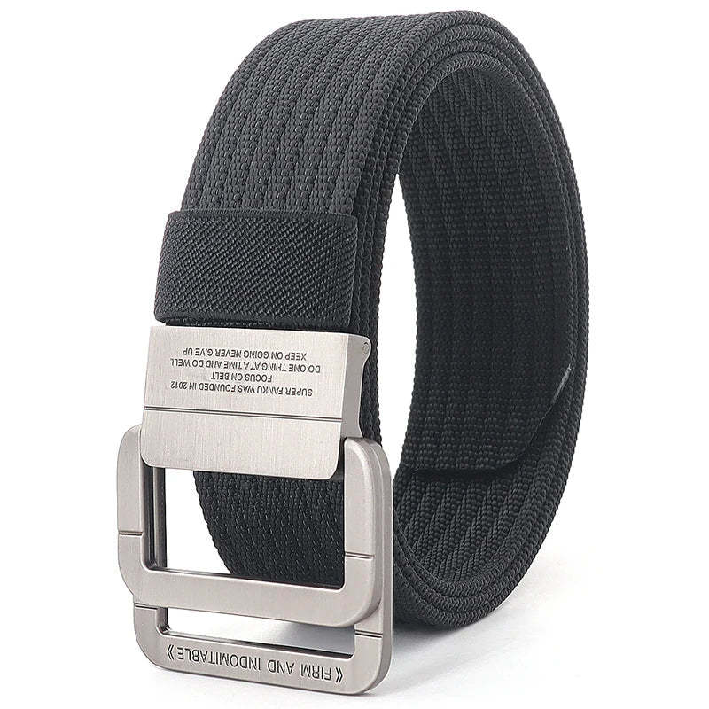 Remy | Ceinture Nylon Gris Boucle Double Anneau