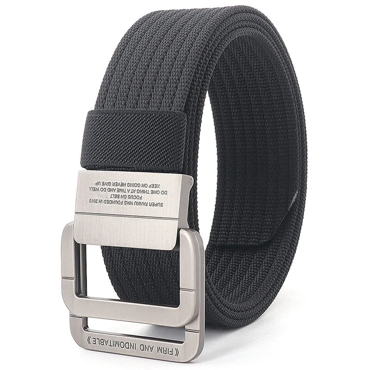 Remy | Ceinture Nylon Gris Boucle Double Anneau