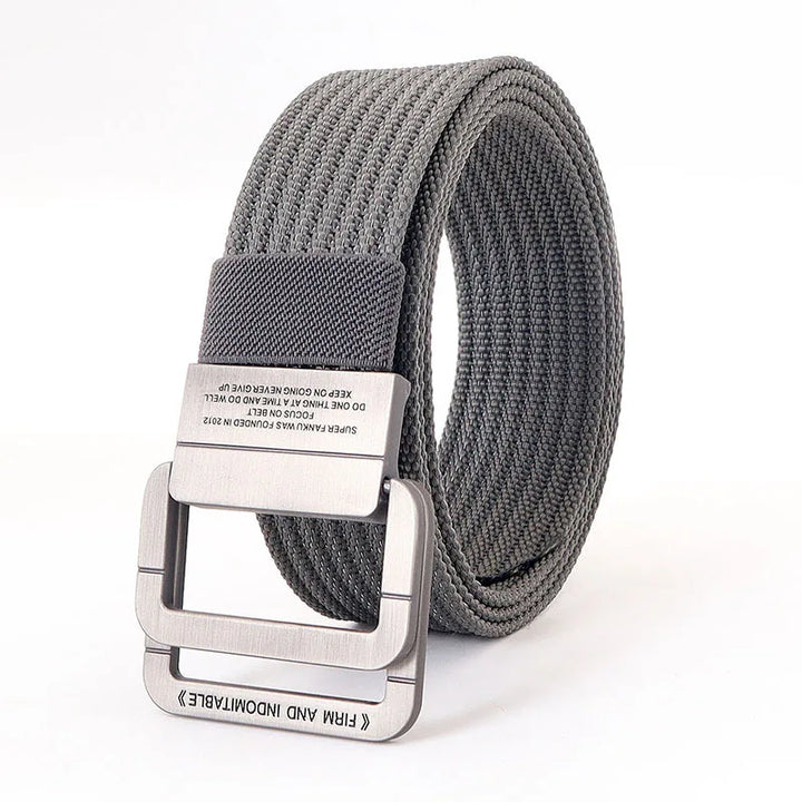 Remy | Ceinture Nylon Gris Boucle Double Anneau
