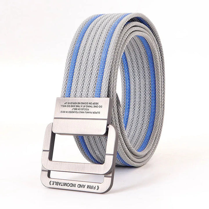 Remy | Ceinture Nylon Gris Boucle Double Anneau