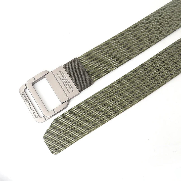 Remy | Ceinture Nylon Gris Boucle Double Anneau