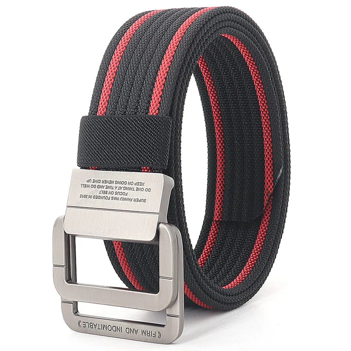 Remy | Ceinture Nylon Gris Boucle Double Anneau