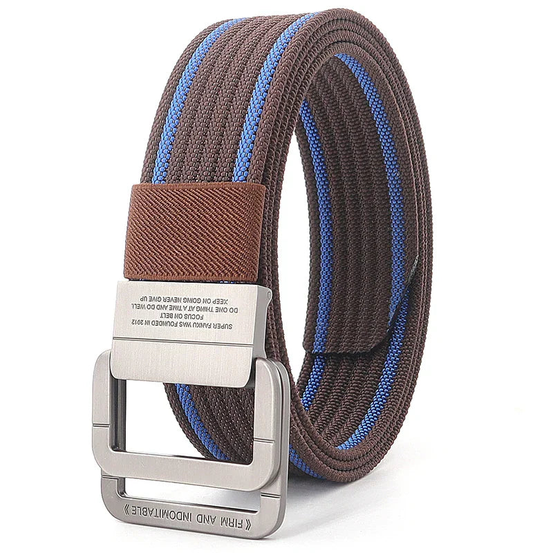 Remy | Ceinture Nylon Gris Boucle Double Anneau