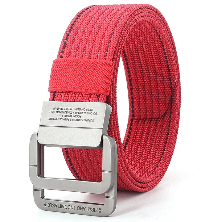 Remy | Ceinture Nylon Gris Boucle Double Anneau