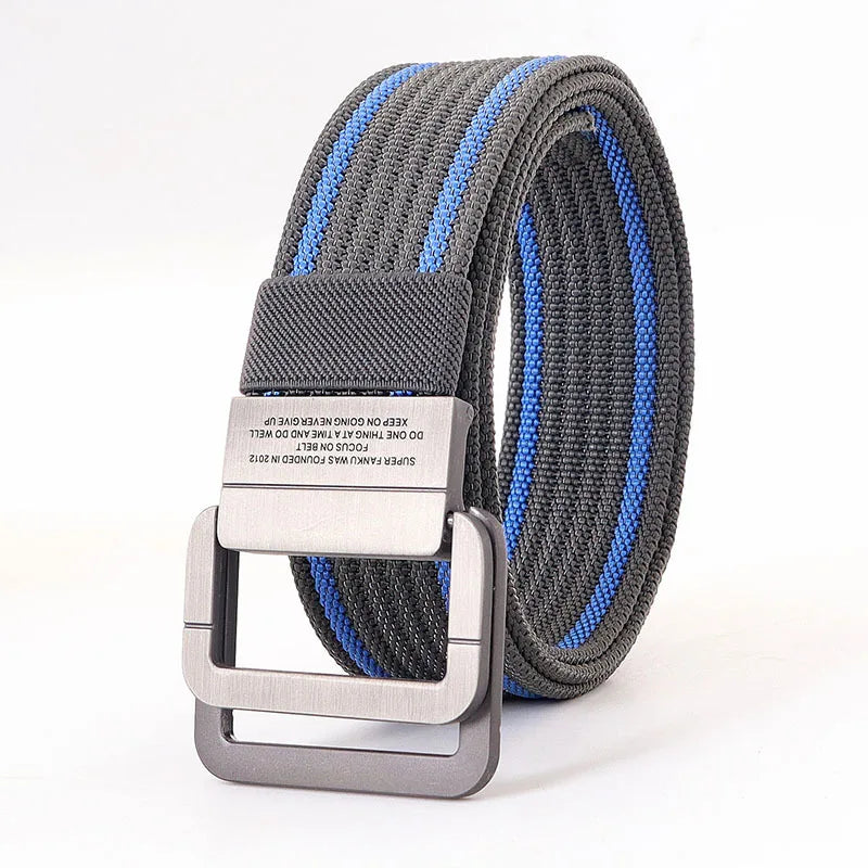 Remy | Ceinture Nylon Gris Boucle Double Anneau