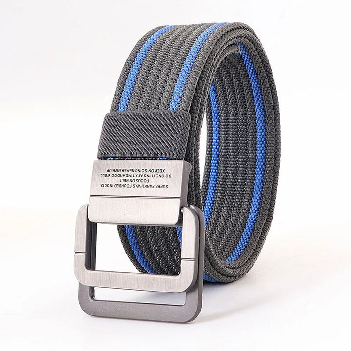Remy | Ceinture Nylon Gris Boucle Double Anneau