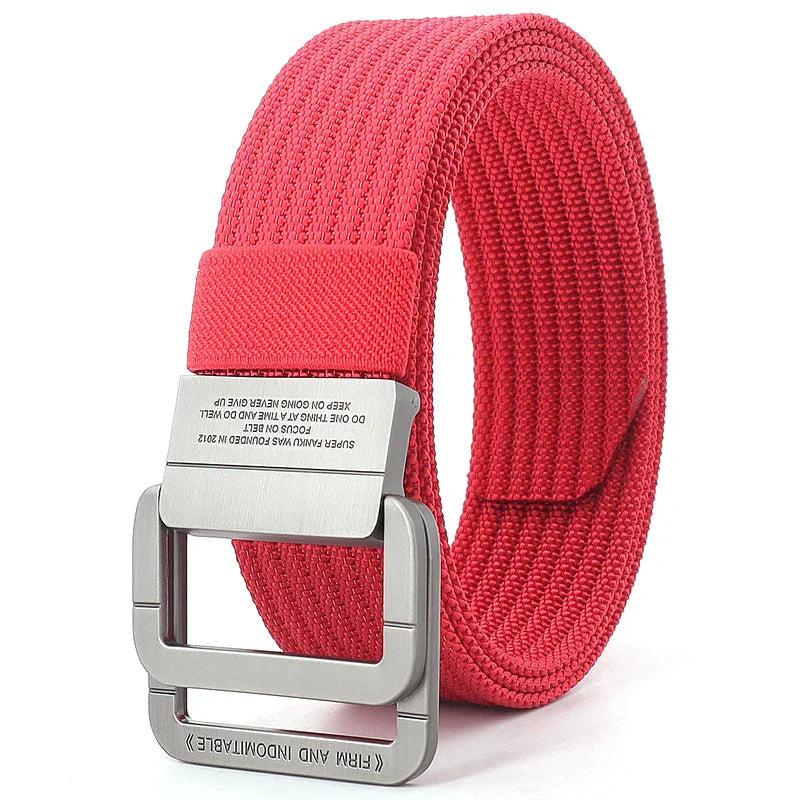 Remy | Ceinture Nylon Gris Boucle Double Anneau
