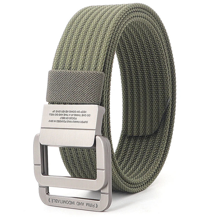 Remy | Ceinture Nylon Gris Boucle Double Anneau