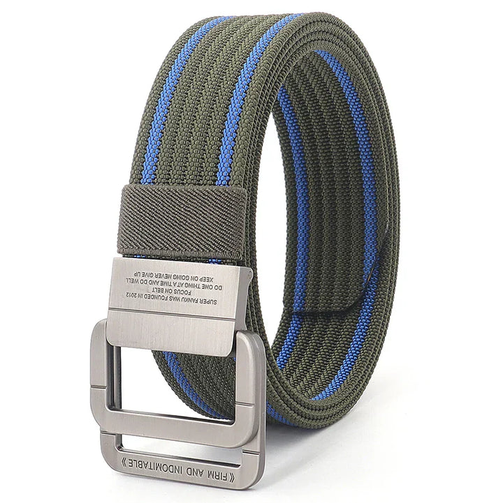 Remy | Ceinture Nylon Gris Boucle Double Anneau