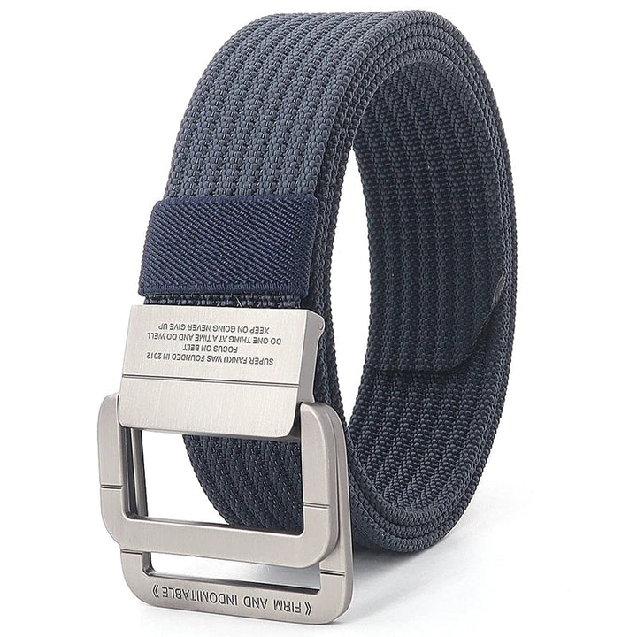 Remy | Ceinture Nylon Gris Boucle Double Anneau