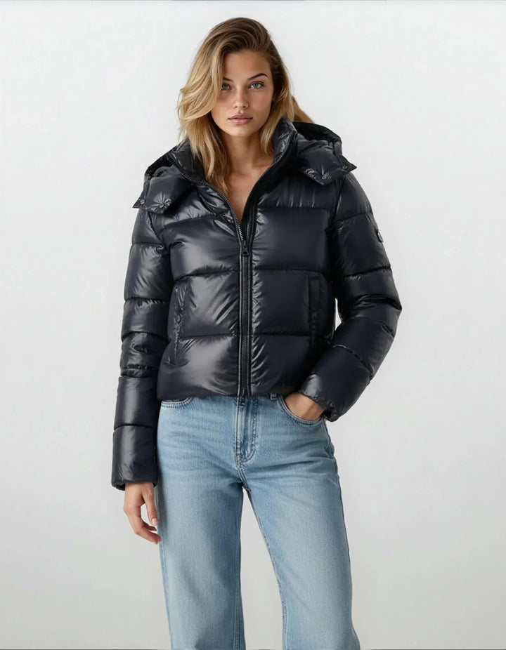 Remy | Doudoune Noire à Capuche Zippée Coupe Ample