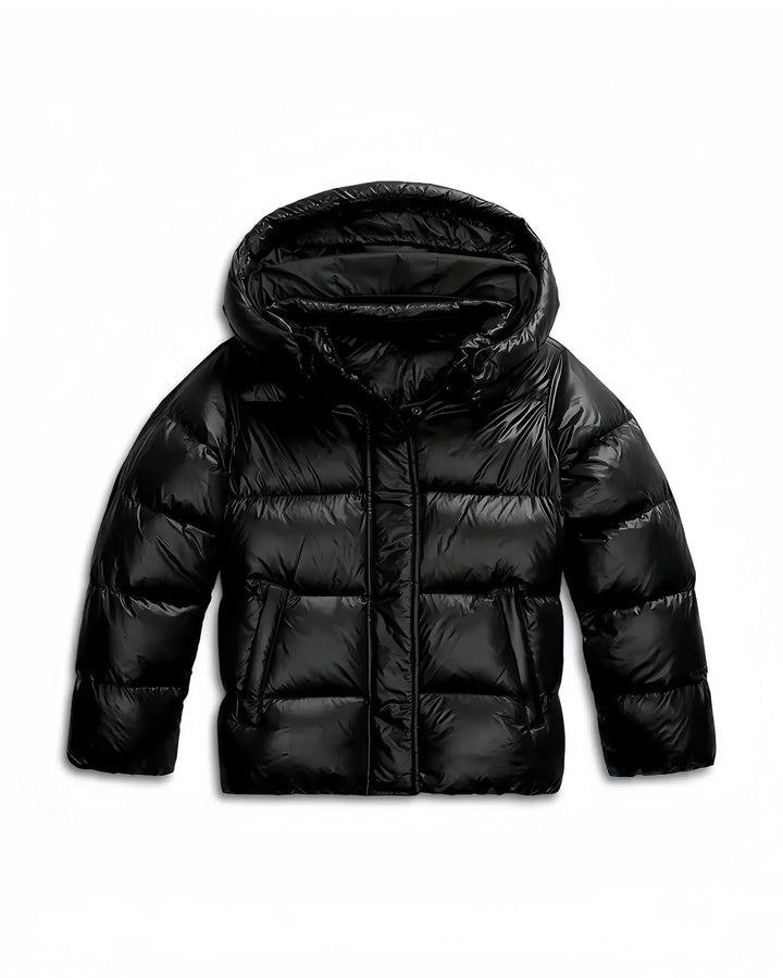 Remy | Doudoune Noire à Capuche Zippée Coupe Ample