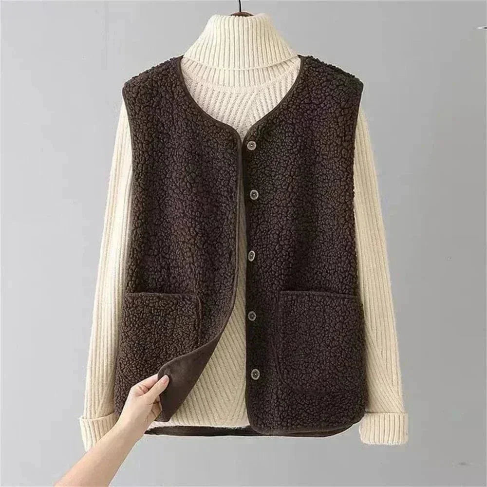 Remy | Gilet Polaire Sans Manches Boutonné Crème