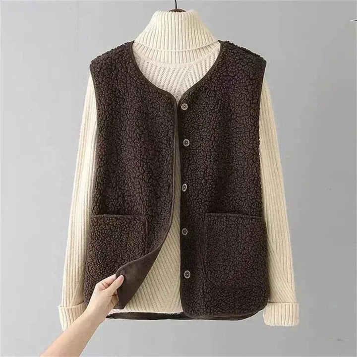 Remy | Gilet Polaire Sans Manches Boutonné Crème