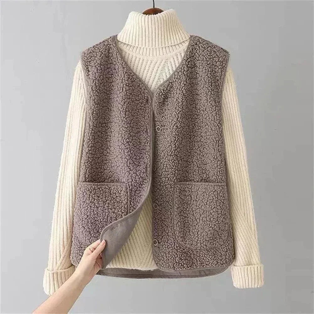 Remy | Gilet Polaire Sans Manches Boutonné Crème